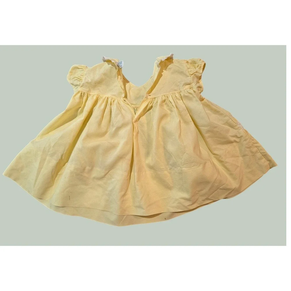 Baby Togs Vintage Sun Dress Kids 18M Yellow Peter Pan Collar Lace Trim